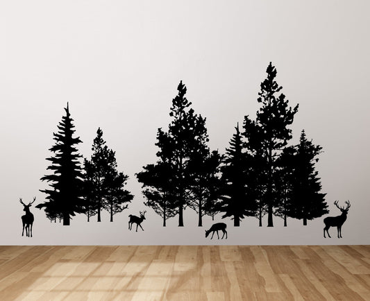 Woodland Deer in Forest Trees Wall Decal. #7069