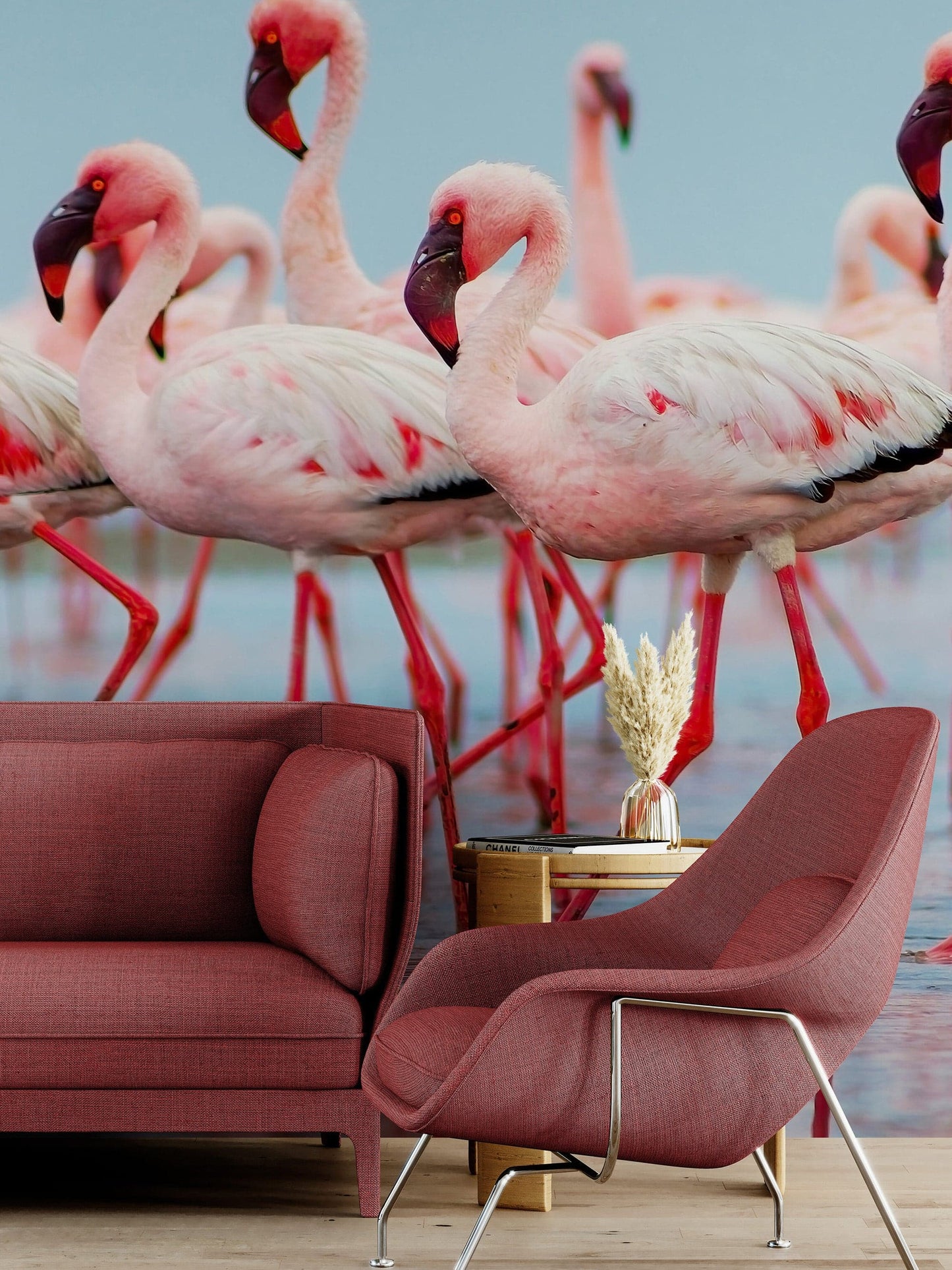 Pink Flamingos Wall Mural. #7073