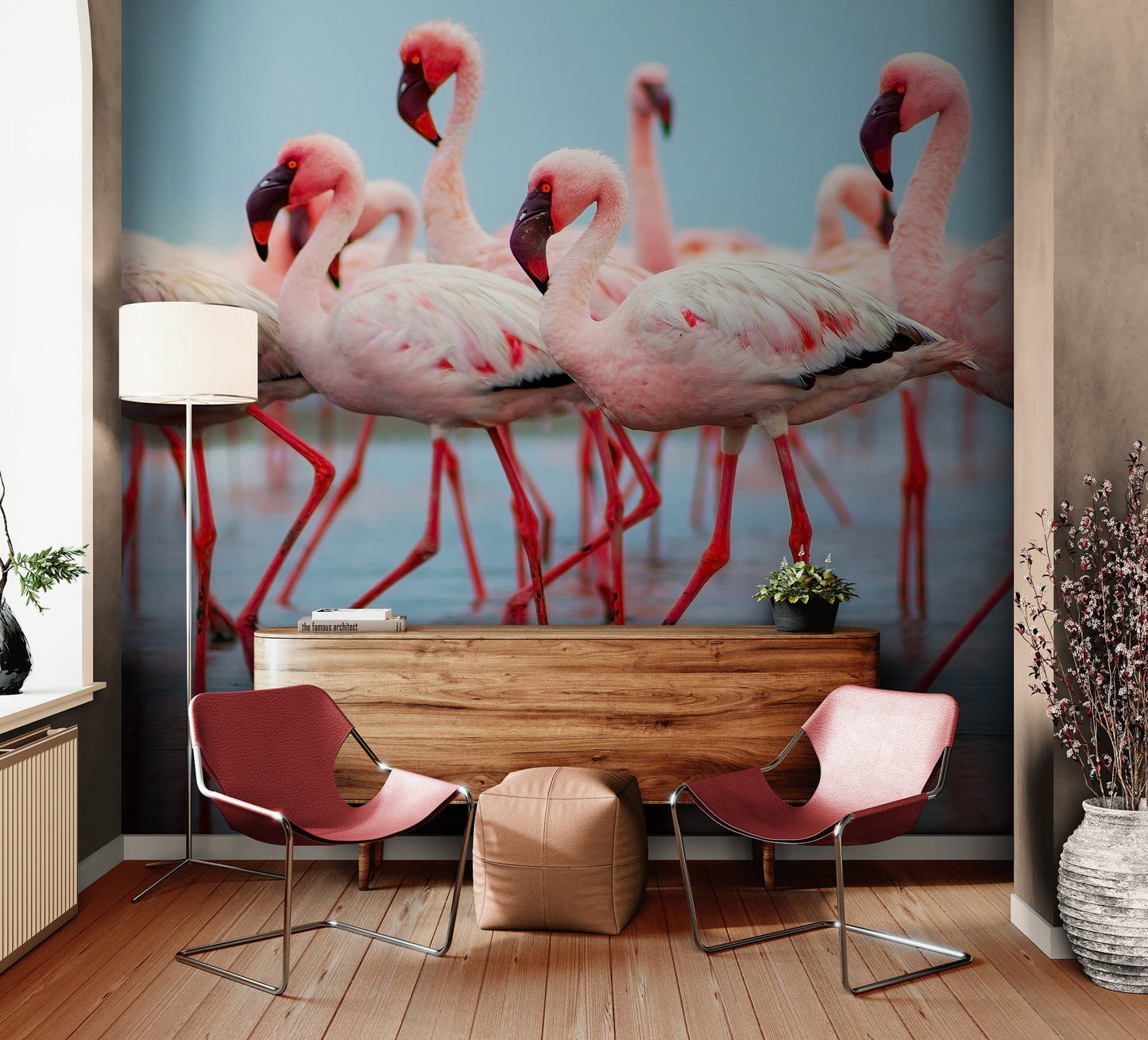 Pink Flamingos Wall Mural. #7073