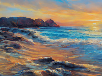 Colorful Coastline Painting Wall Mural. #7074
