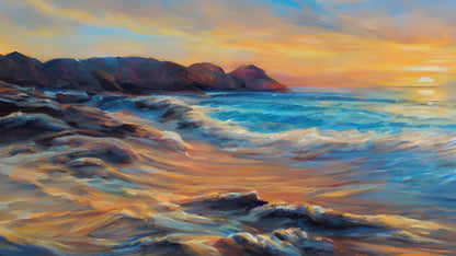 Colorful Coastline Painting Wall Mural. #7074