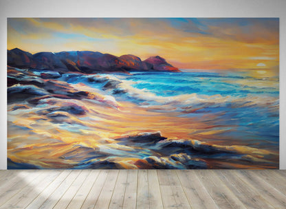 Colorful Coastline Painting Wall Mural. #7074