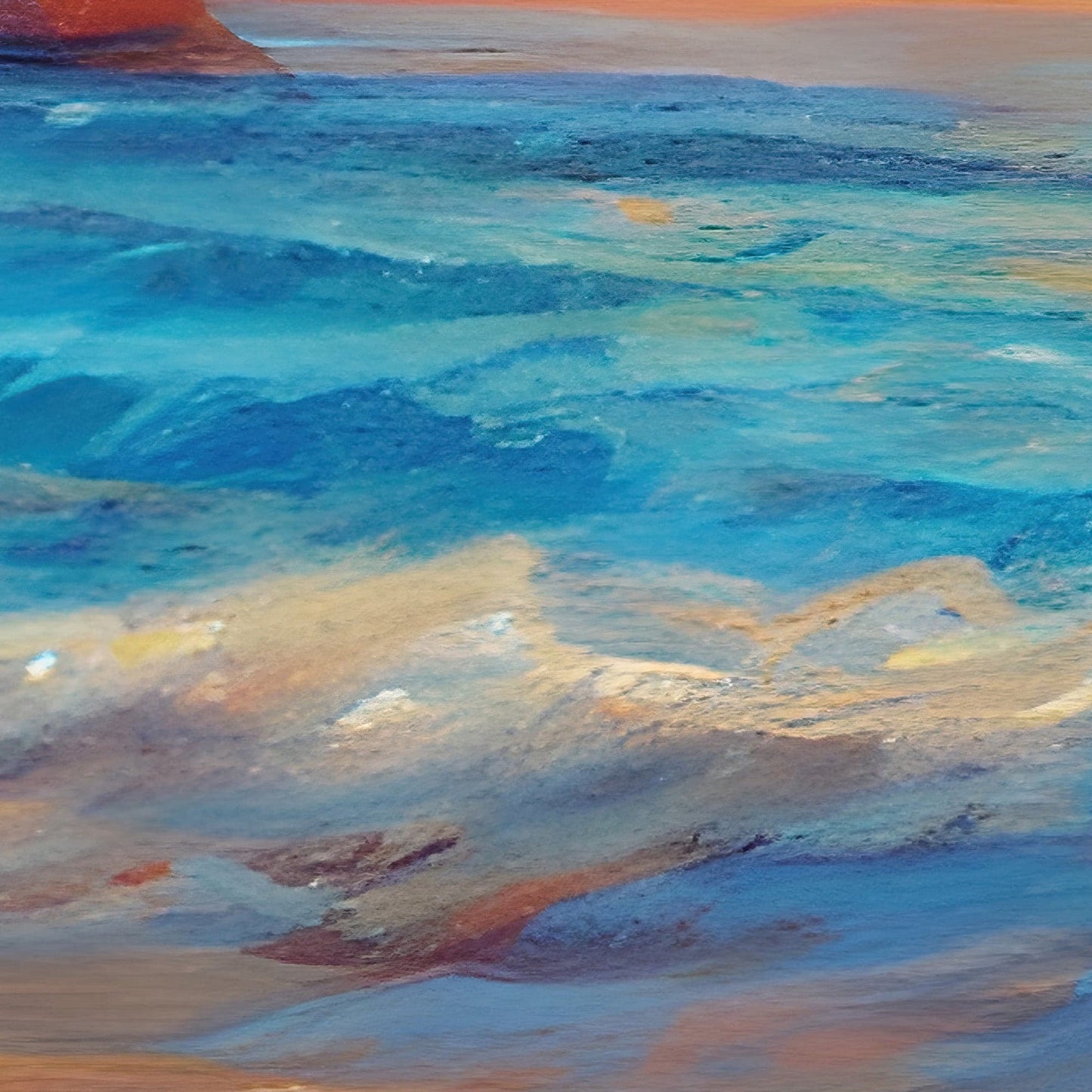 Colorful Coastline Painting Wall Mural. #7074