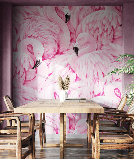 Pink Flamingos Wall Mural – Tropical Wall Art Wallpaper. #7075