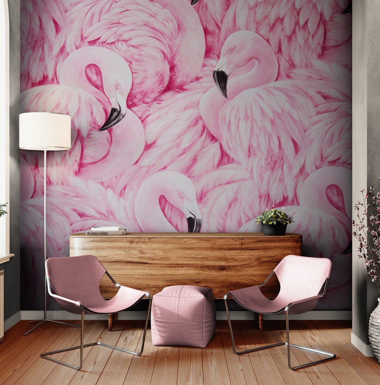Pink Flamingos Wall Mural – Tropical Wall Art Wallpaper. #7075