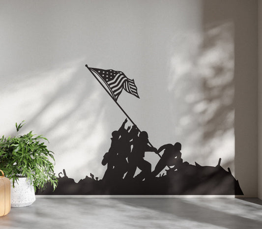 Battle of Iwo Jima Wall Decal. Detailed Flag Raising. #7088