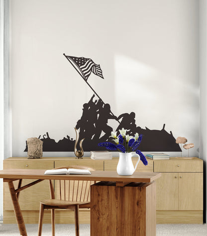 Battle of Iwo Jima Wall Decal. Detailed Flag Raising. #7088