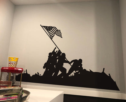 Battle of Iwo Jima Wall Decal. Detailed Flag Raising. #7088