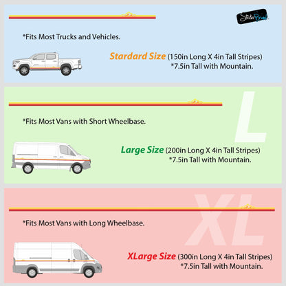 Mountain Truck / Car Decal. Overland Stripes Decal Sticker. Universal Fit for most Vehicles. #7122