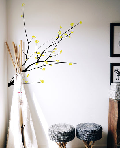 Tree Branch Wall Decal with Blossoms. #723