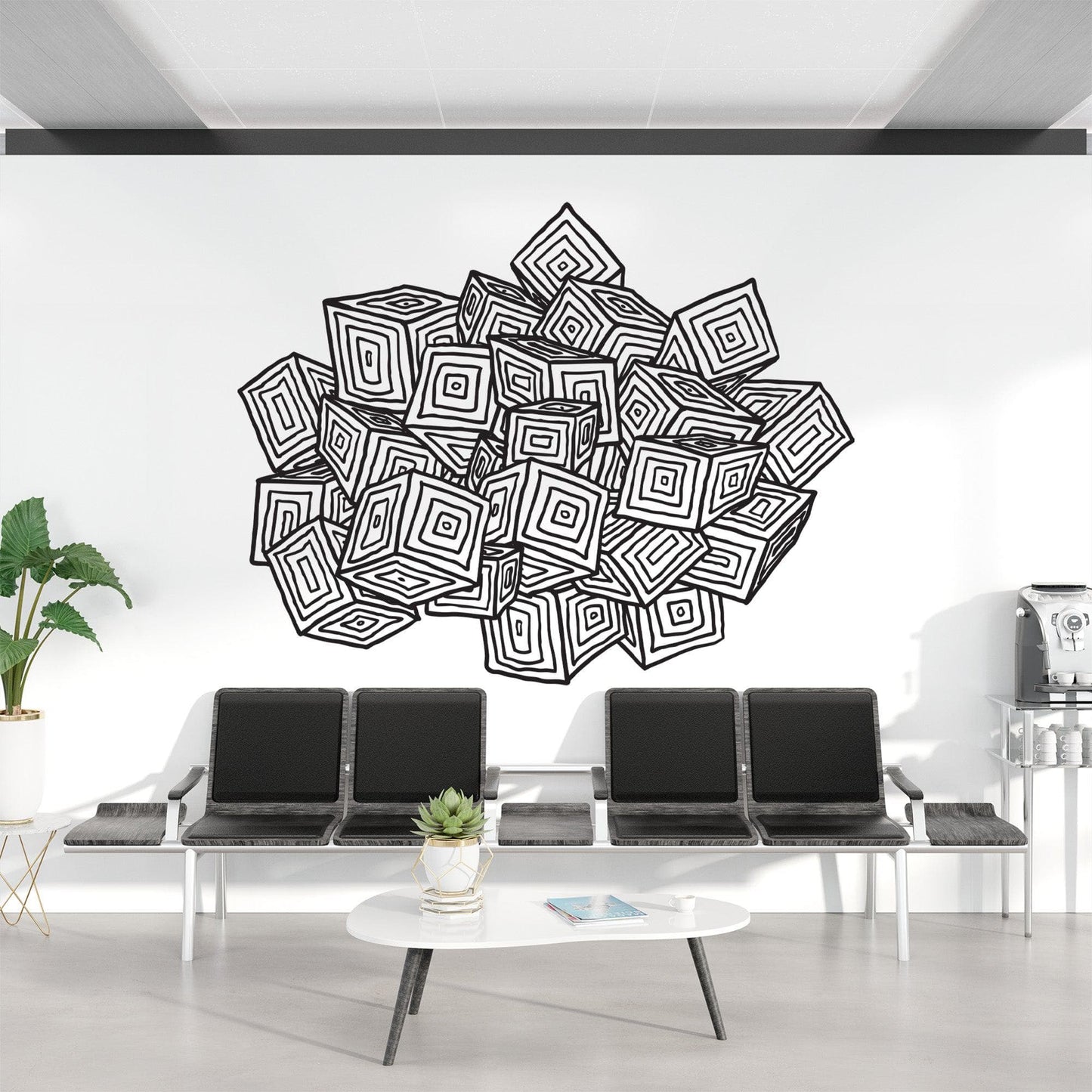 3D Modern Box Abstract Wall Decal #765