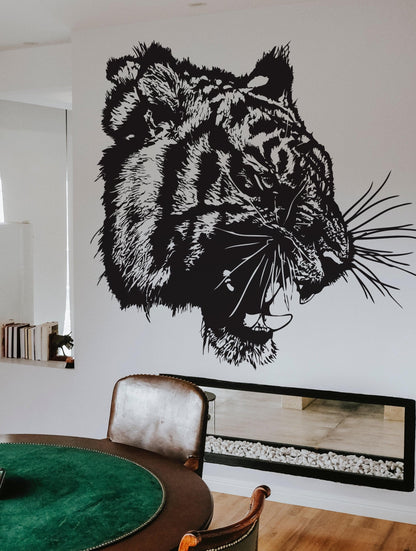 Angry Tiger Growling Vinyl Wall Decal Sticker. #791