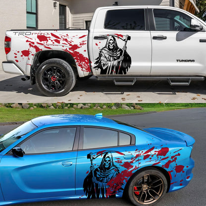 Grim Reaper Blood Splatter Car Decal. #7082