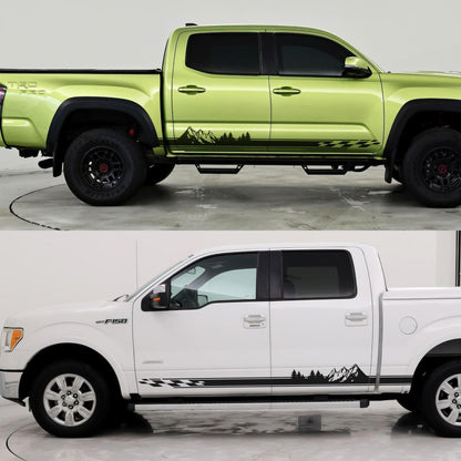 Checker Flag Truck Decal Sticker. Overland Mountain Theme. #6816