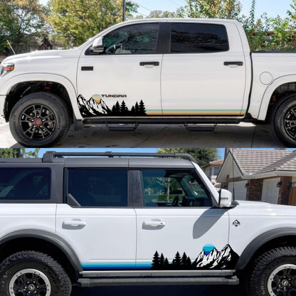 Mountain Forest Sunset Truck/Car Decal. Yellow, Orange, Red Color Scheme. #6811