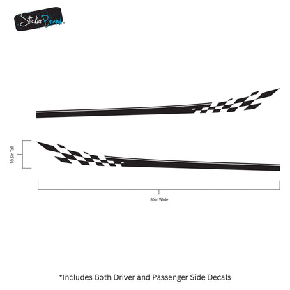 Checker Flag Car Decal Sticker. Racing Stripes Graphic Sticker. #6999