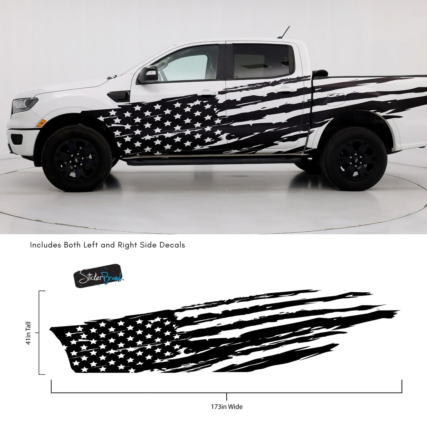 USA Flag Truck Decal Sticker. #6845