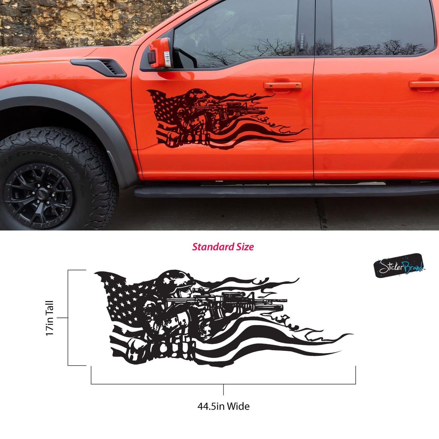 Military Soldier Flag Truck / Car Decal Sticker. Veteran Flag Window Sticker. #6967