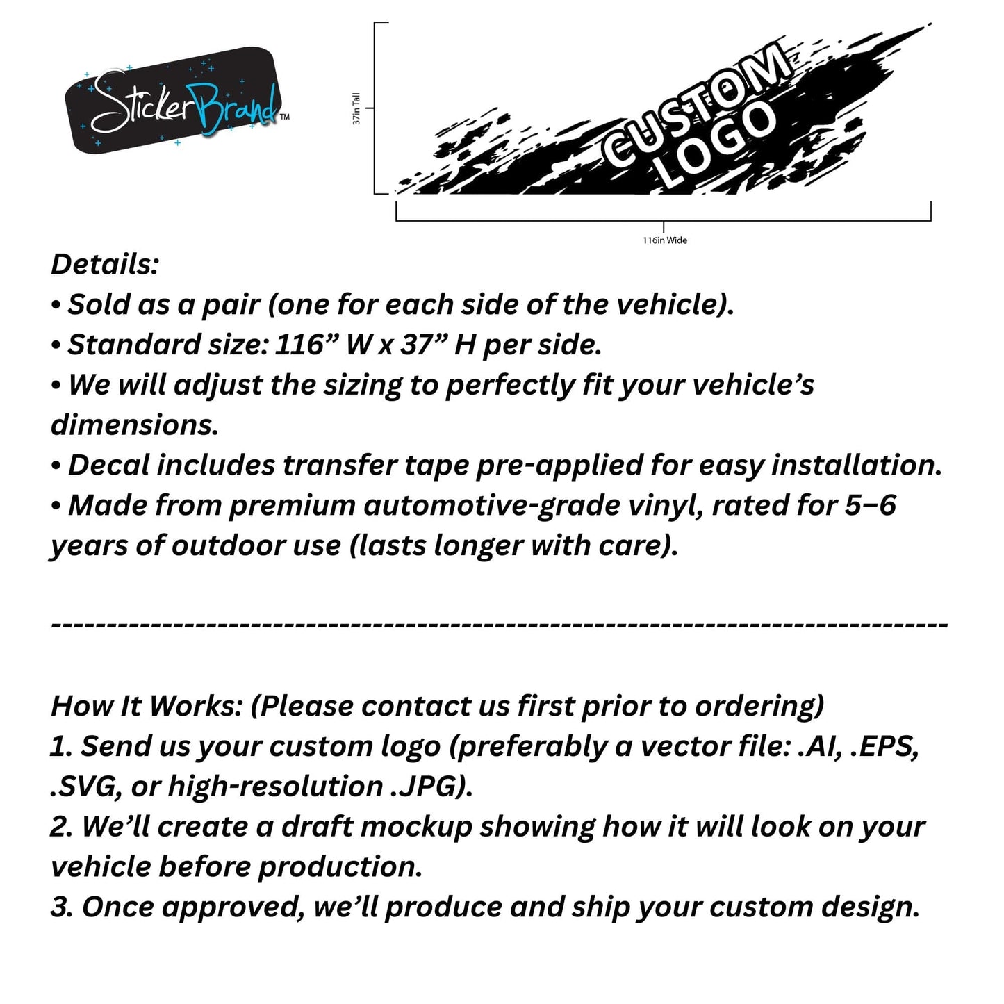 Custom Off Road Graphic Truck Decal Sticker. Personalized Logo for your Vehicle. #7009