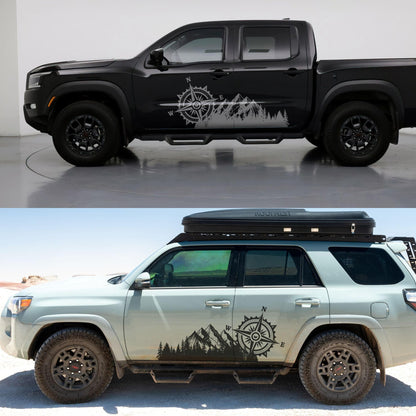 Mountain with Compass Truck Graphic Decal Sticker. Off-Road Overlander. #6909