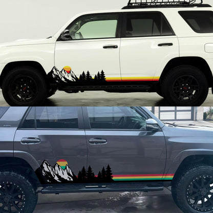 Mountain Forest Sunset Truck/Car Decal. Yellow, Orange, Red Color Scheme. #6811