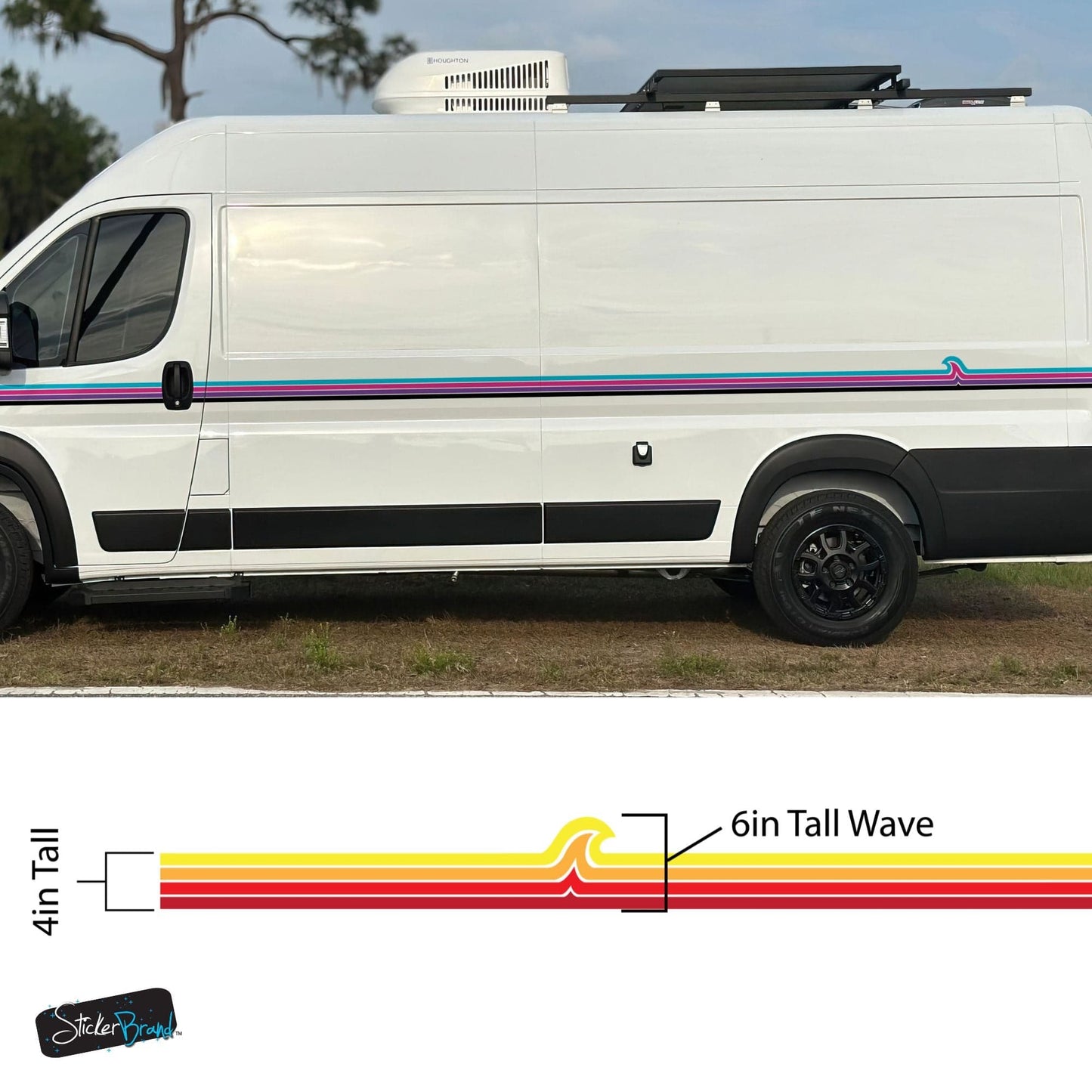 Surf Wave Truck / Car Decal. Overland Stripes Decal Sticker. Universal Fit for most Vehicles. #7051
