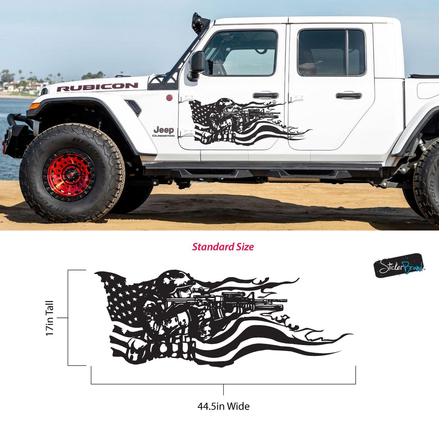 Military Soldier Flag Truck / Car Decal Sticker. Veteran Flag Window Sticker. #6967