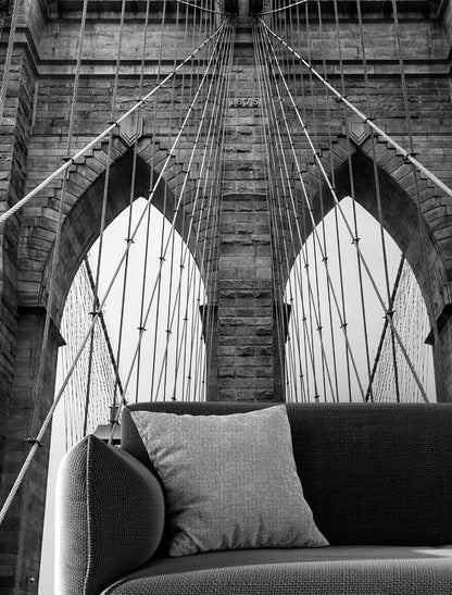 Black and White Brooklyn Bridge Wallpaper Mural. New York City Theme Decor. #6798