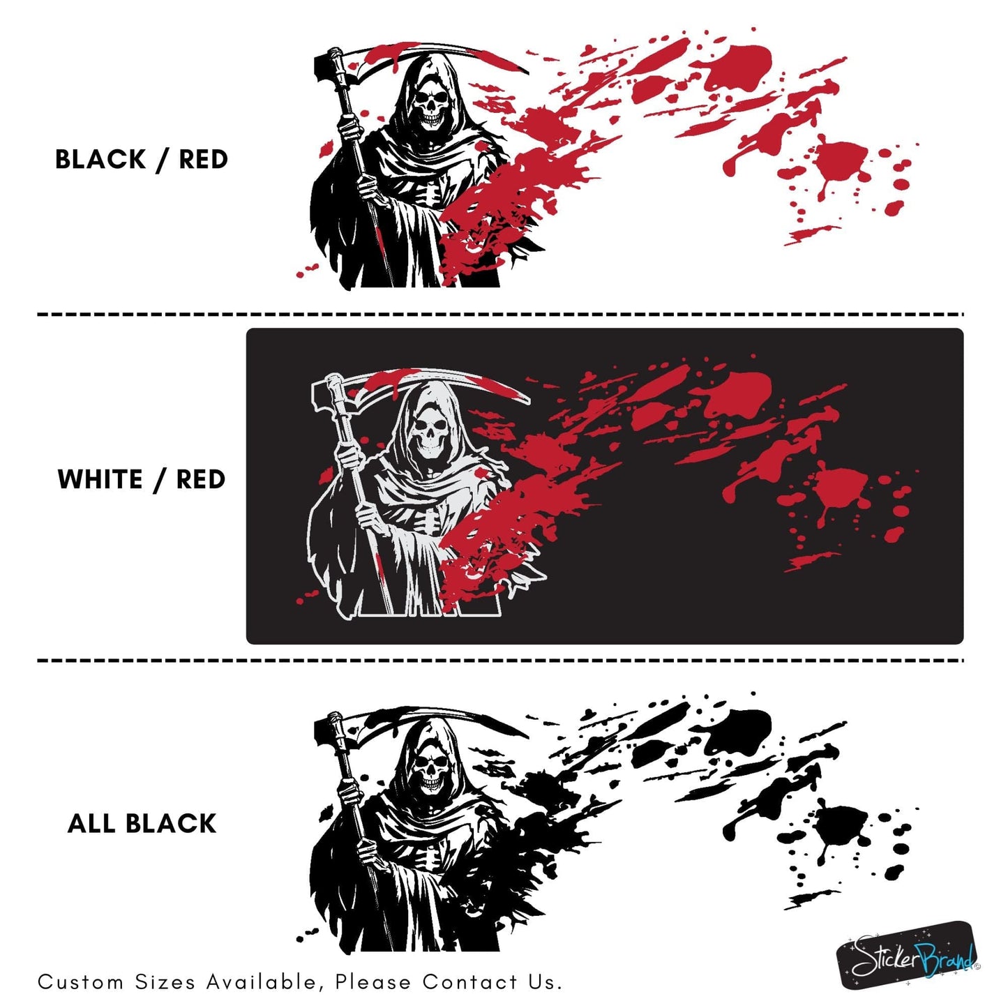 Grim Reaper Blood Splatter Car Decal. #7082