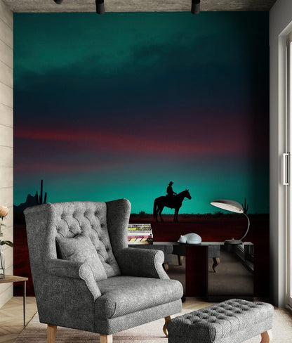 Cowboy on Horse Western Theme Wall Mural. #7068