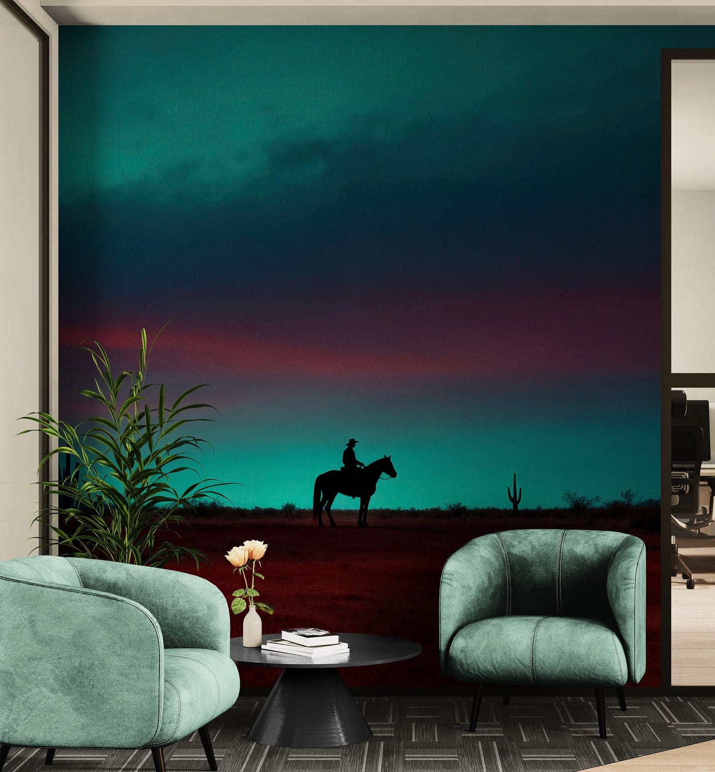 Cowboy on Horse Western Theme Wall Mural. #7068