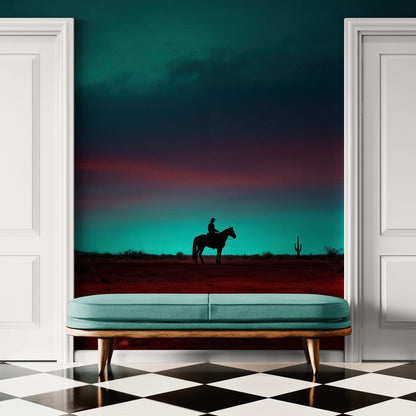 Cowboy on Horse Western Theme Wall Mural. #7068