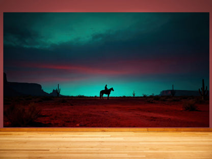 Cowboy on Horse Western Theme Wall Mural. #7068