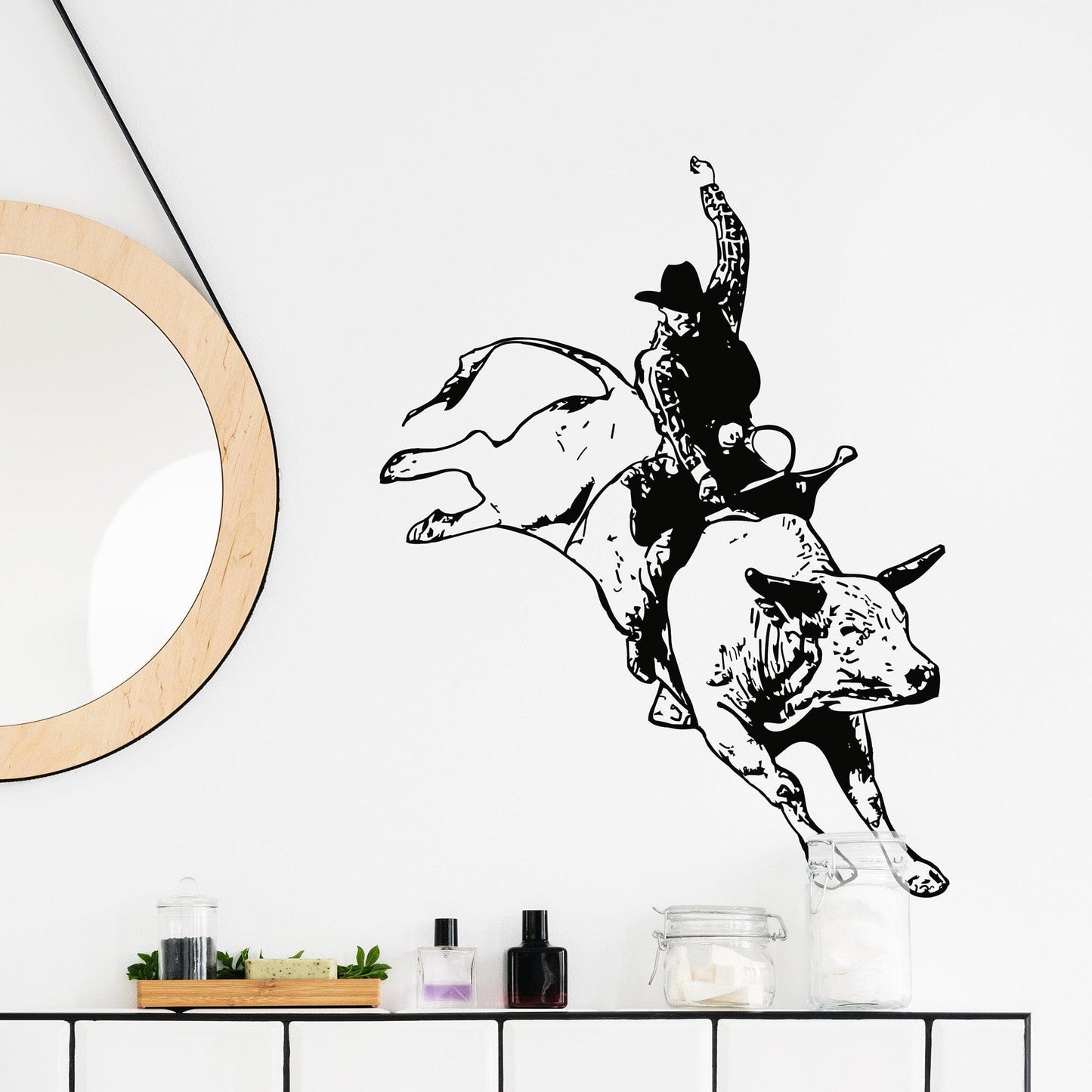 Rodeo Cowboy Bull Rider Wall Decal. #OS_AA407