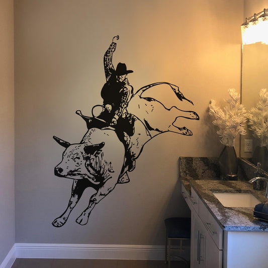 Rodeo Cowboy Bull Rider Wall Decal. #OS_AA407