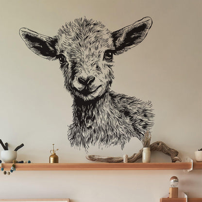 Cute and Playful Baby Goat Wall Decal Sticker. #6755