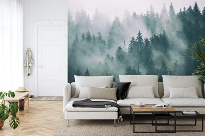 Foggy Forest Mountain Wallpaper Mural. #FT-19-VE90