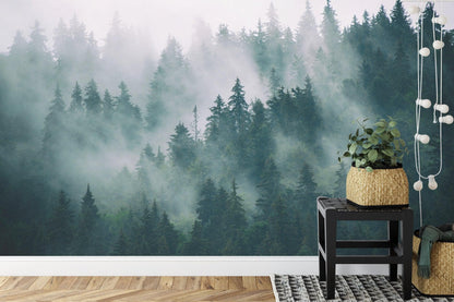 Foggy Forest Mountain Wallpaper Mural. #FT-19-VE90