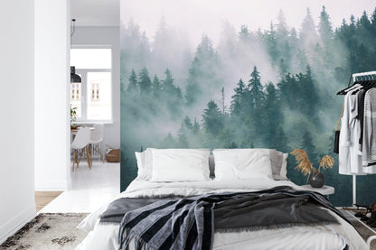 Foggy Forest Mountain Wallpaper Mural. #FT-19-VE90