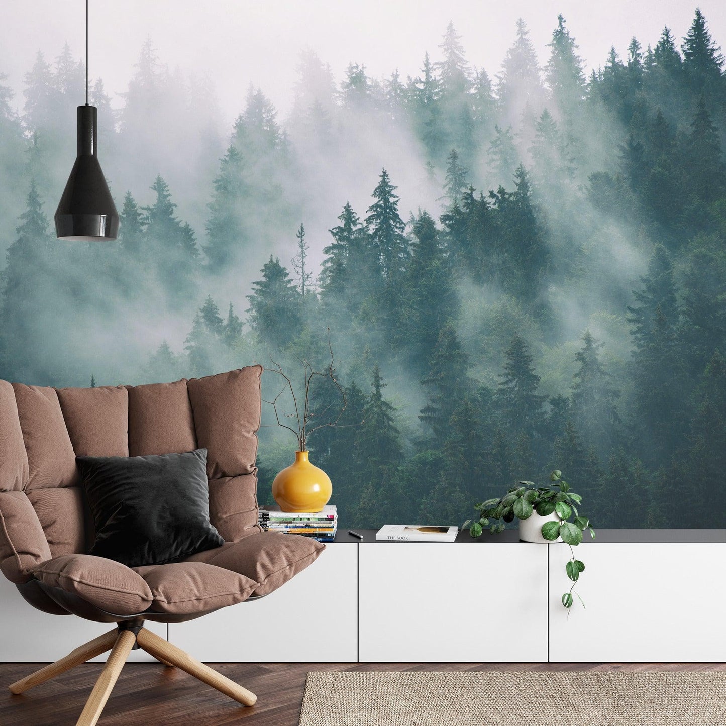 Foggy Forest Mountain Wallpaper Mural. #FT-19-VE90