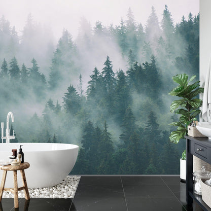 Foggy Forest Mountain Wallpaper Mural. #FT-19-VE90