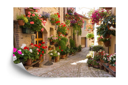 European Village Alleyway with Flowers Wallpaper Mural. #FT-206-VE90