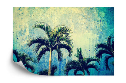 Urban Jungle Tropical Tree Wallpaper Mural. Grunge Decor. #FT-3590