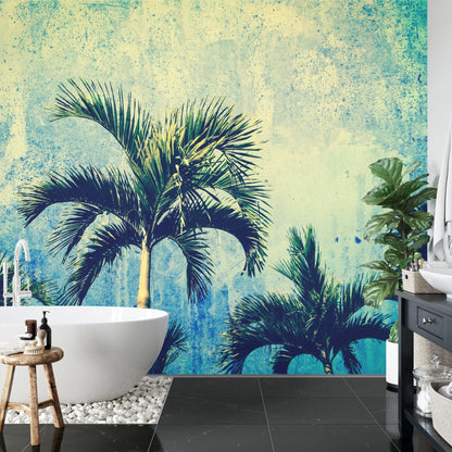 Urban Jungle Tropical Tree Wallpaper Mural. Grunge Decor. #FT-3590