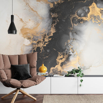 Marble Design Alcohol Ink Abstract Pattern Wallpaper Mural. #FT-448512