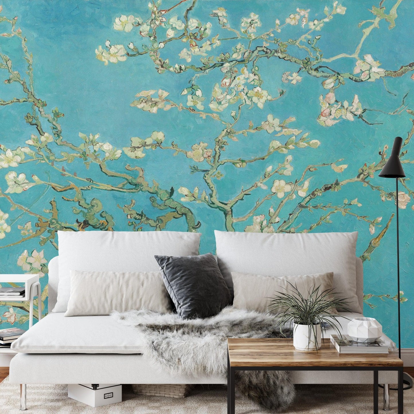 Van Gogh Almond Blossom Painting Wallpaper Mural. #IQ-1261-A