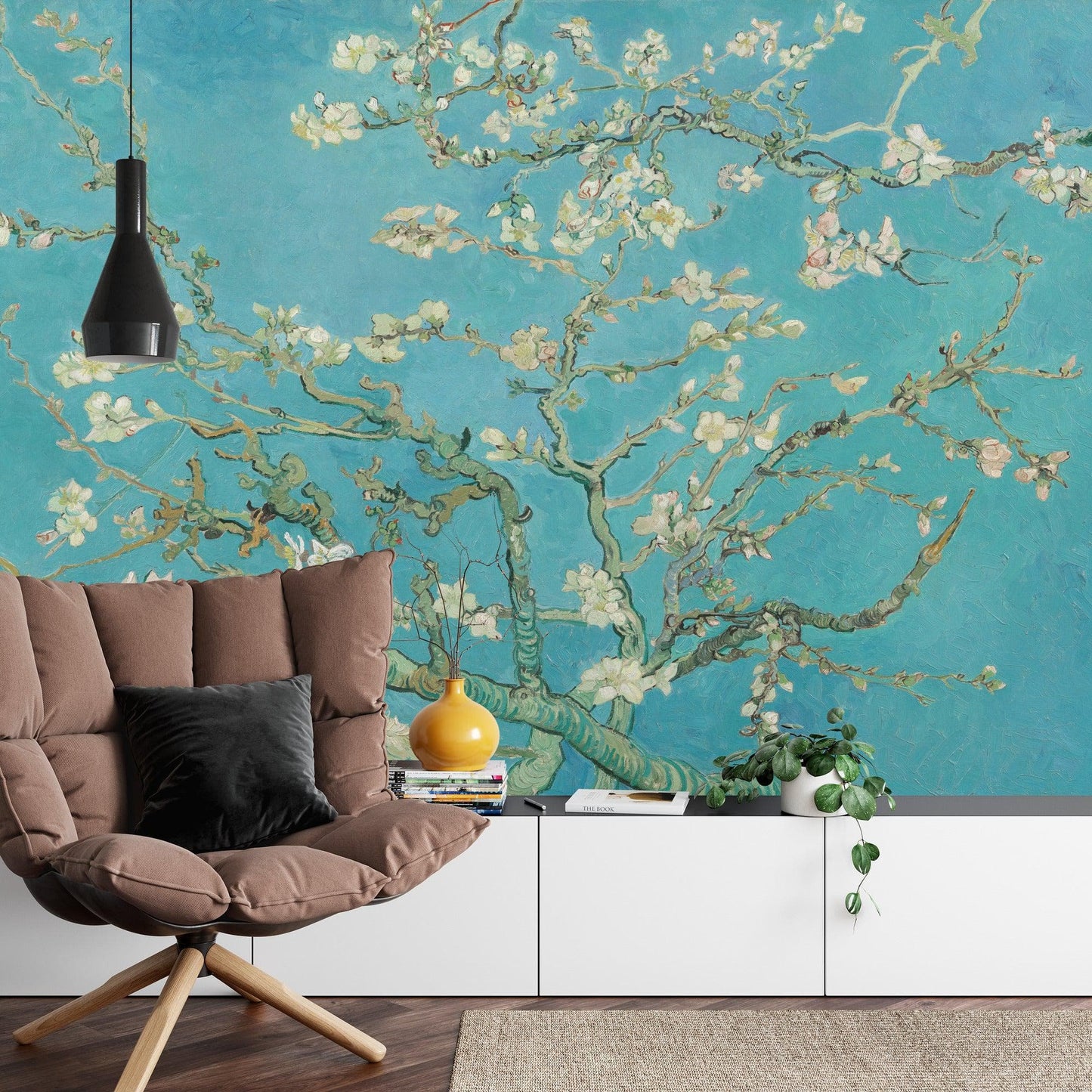 Van Gogh Almond Blossom Painting Wallpaper Mural. #IQ-1261-A