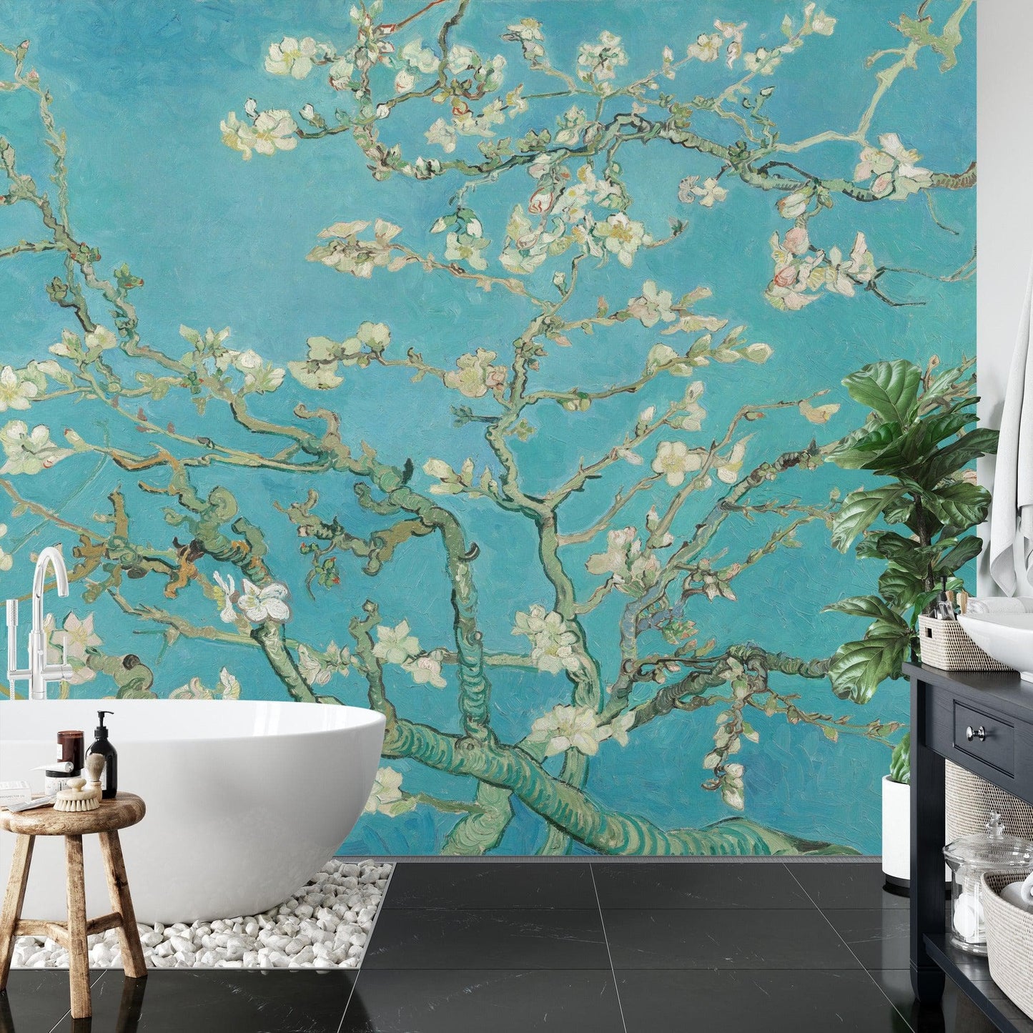 Van Gogh Almond Blossom Painting Wallpaper Mural. #IQ-1261-A