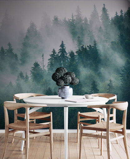 Foggy Forest Mountain Wallpaper Mural. #FT-19-VE90