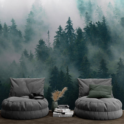 Foggy Forest Mountain Wallpaper Mural. #FT-19-VE90